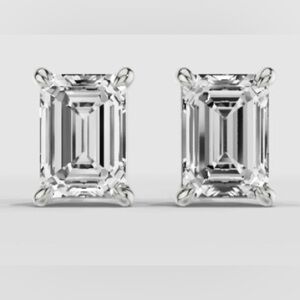 NWT 6+ Carat Emerald Cut diamond solitaire studs